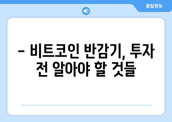 비트코인 반감기 투자 방법과 전망