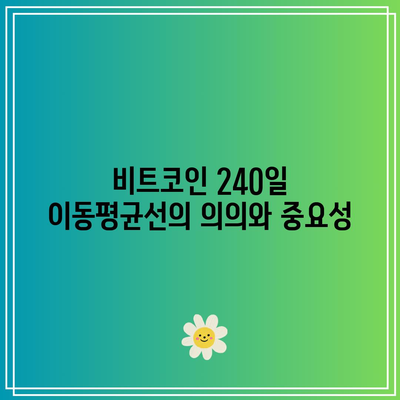 비트코인 240일 이동평균선 유지: 전망 예상